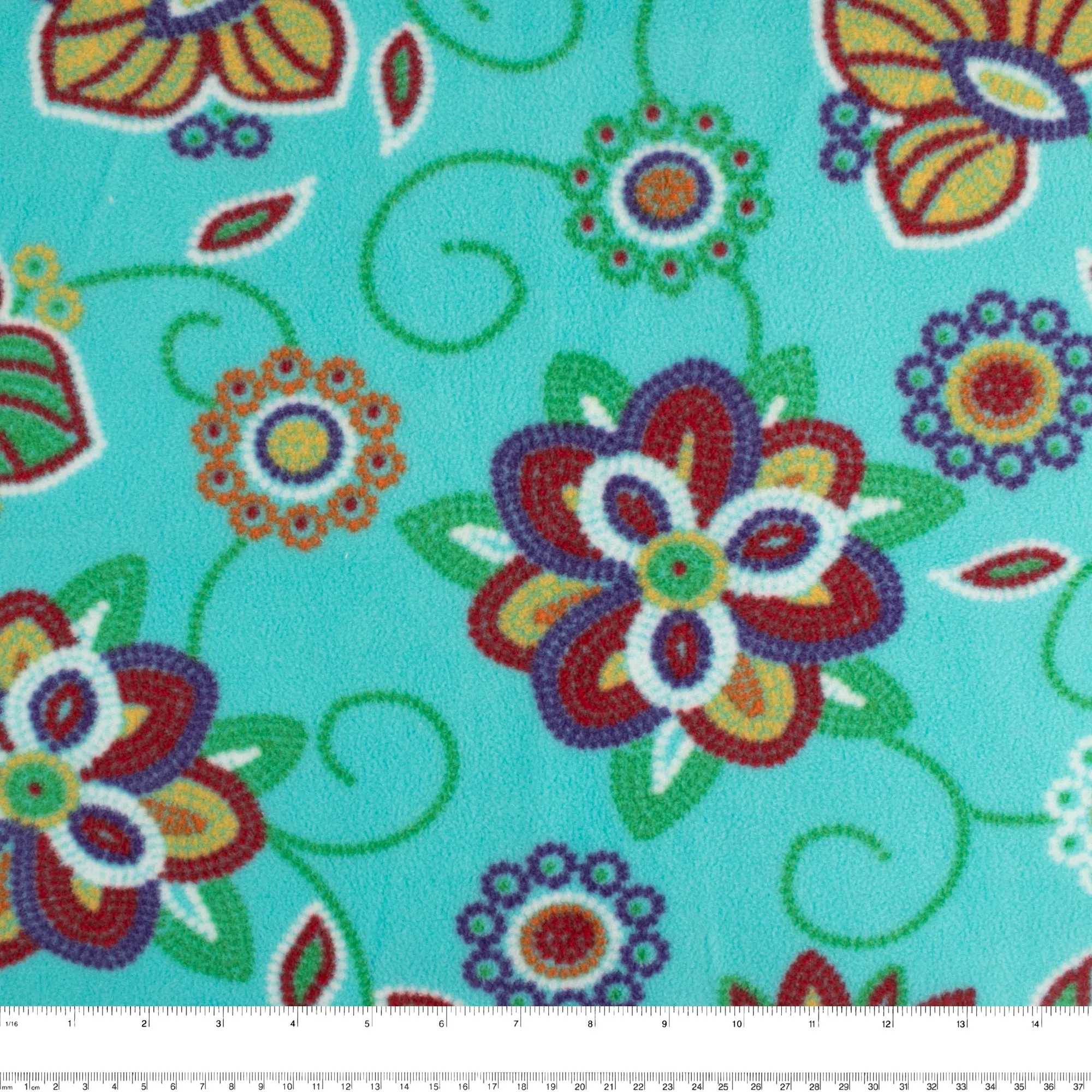 Anti-Pill Fleece Print - SLIPPY - Flowers dots - Aqua