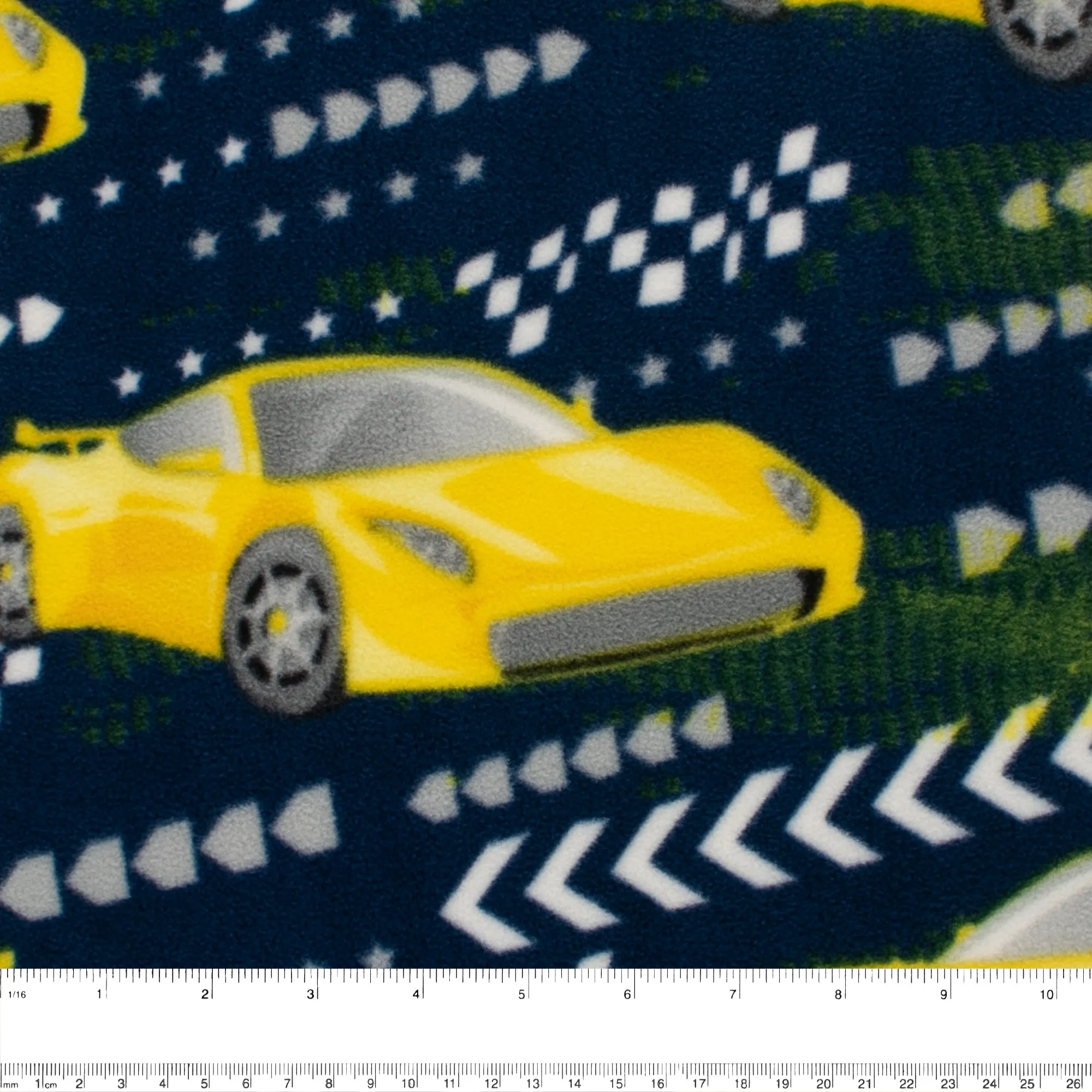Anti-Pill Fleece Print - SLIPPY - Racing cars - Navy