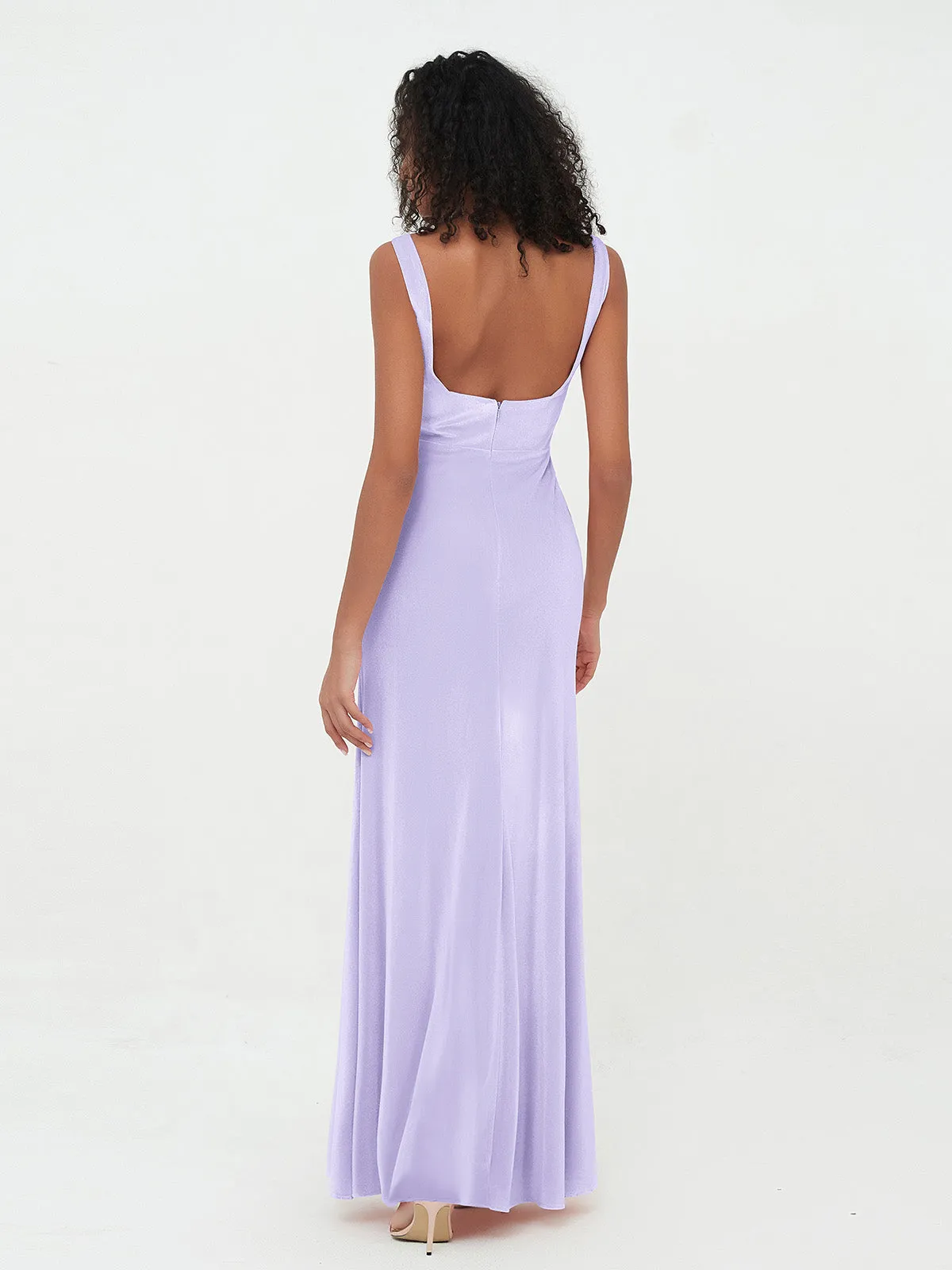 Bateau Neck Mermaid Long Velvet Dresses Lilac Plus Size