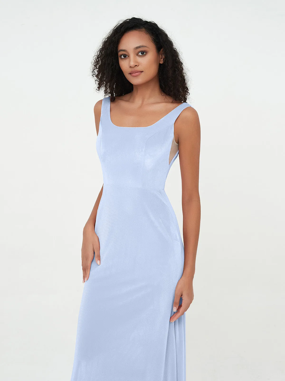 Bateau Neck Mermaid Long Velvet Dresses Sky Blue Plus Size