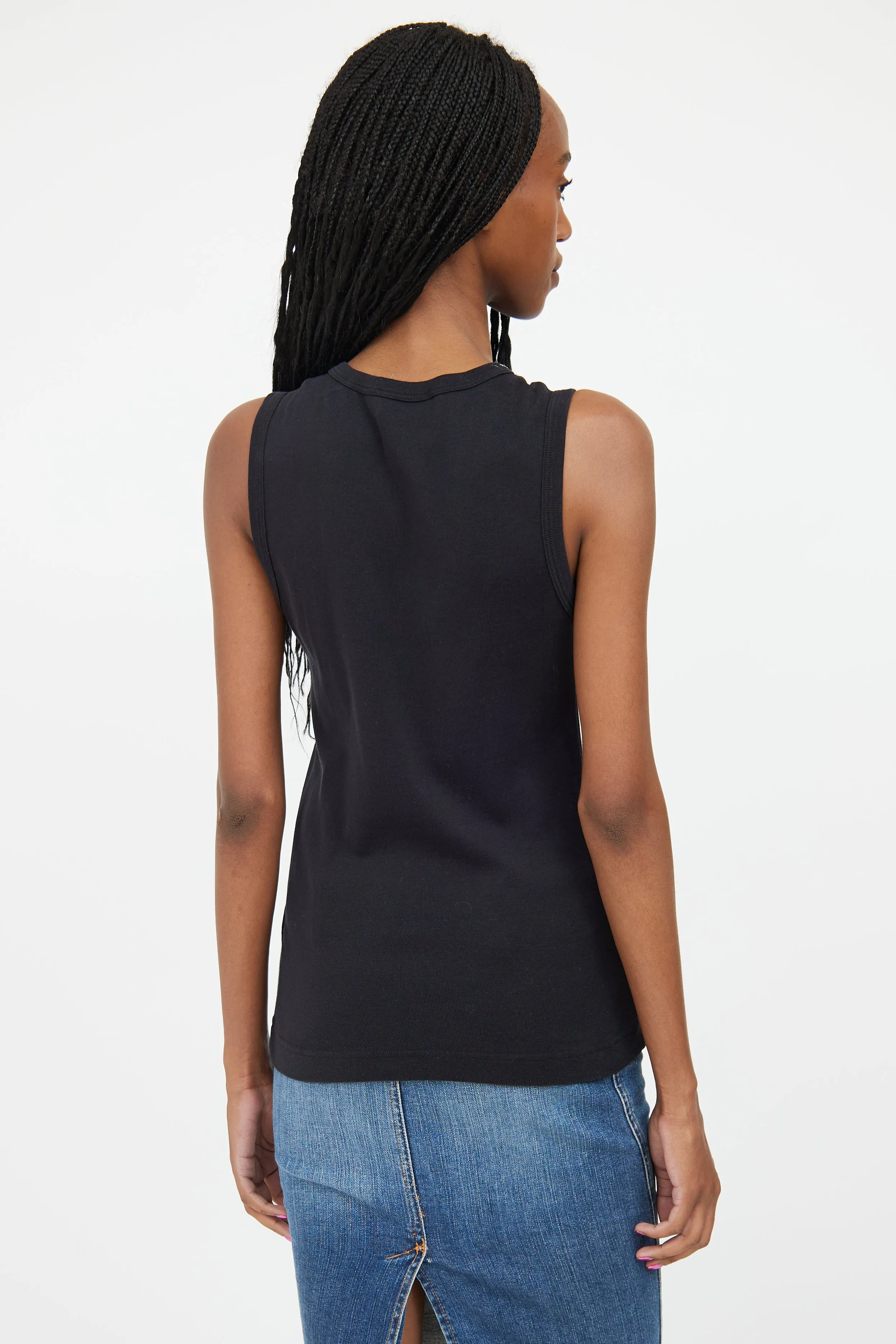 Black & Silver Jewel Cross Tank Top
