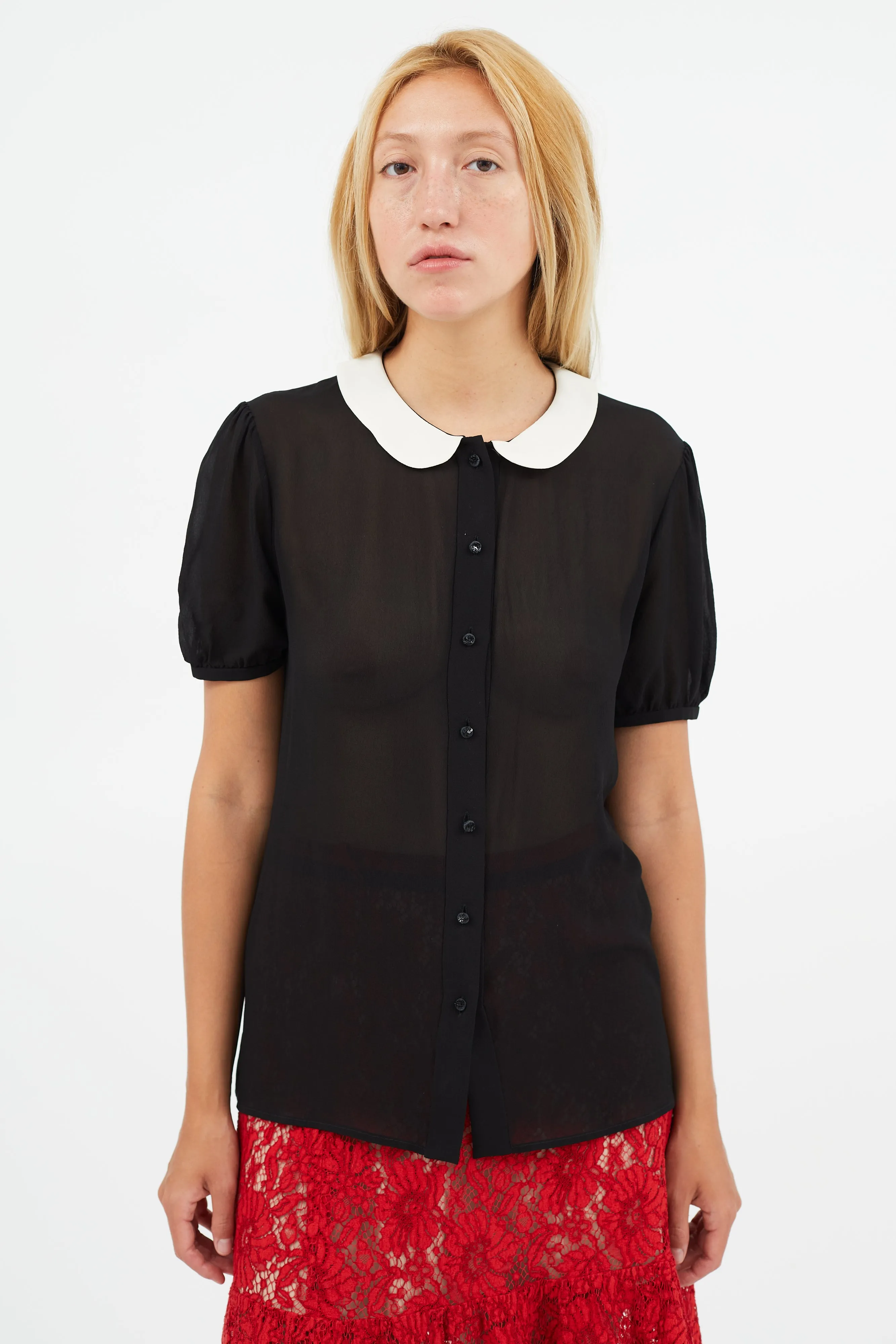Black & White Silk Top