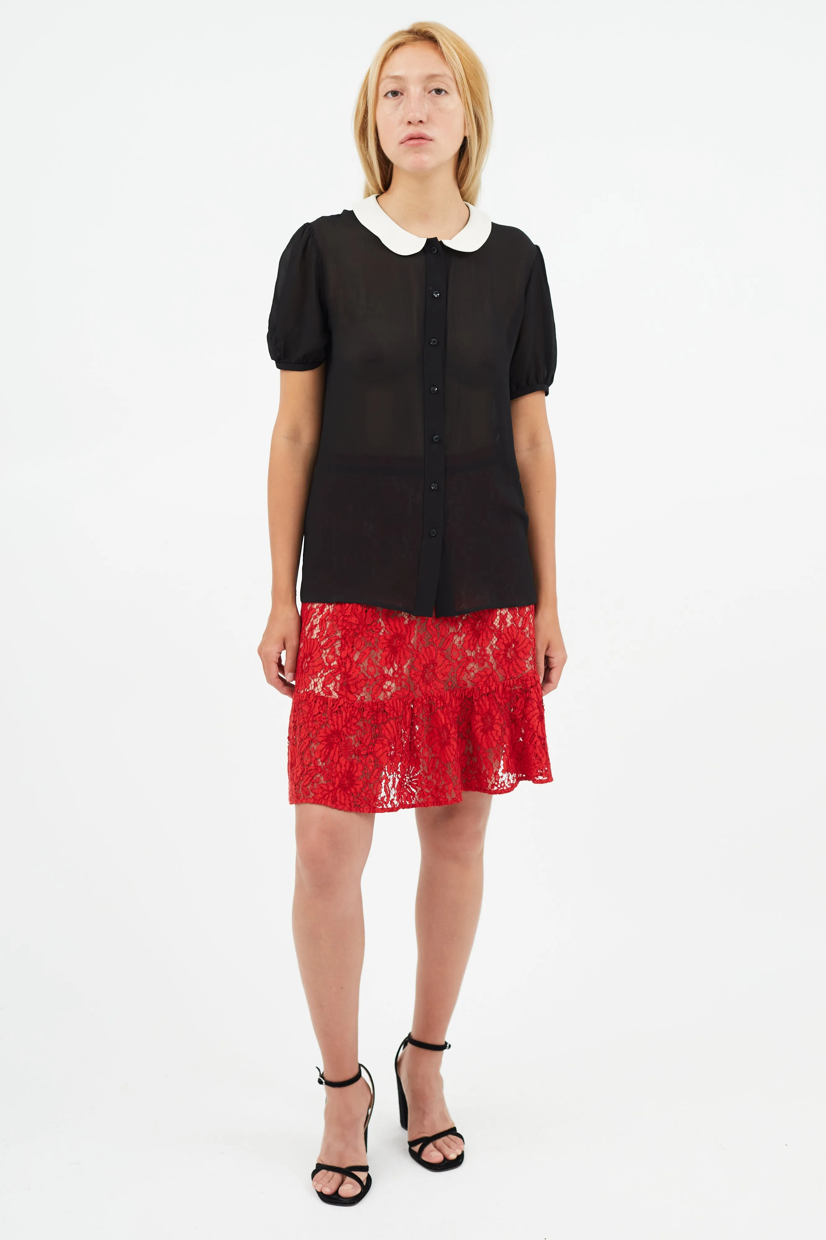Black & White Silk Top