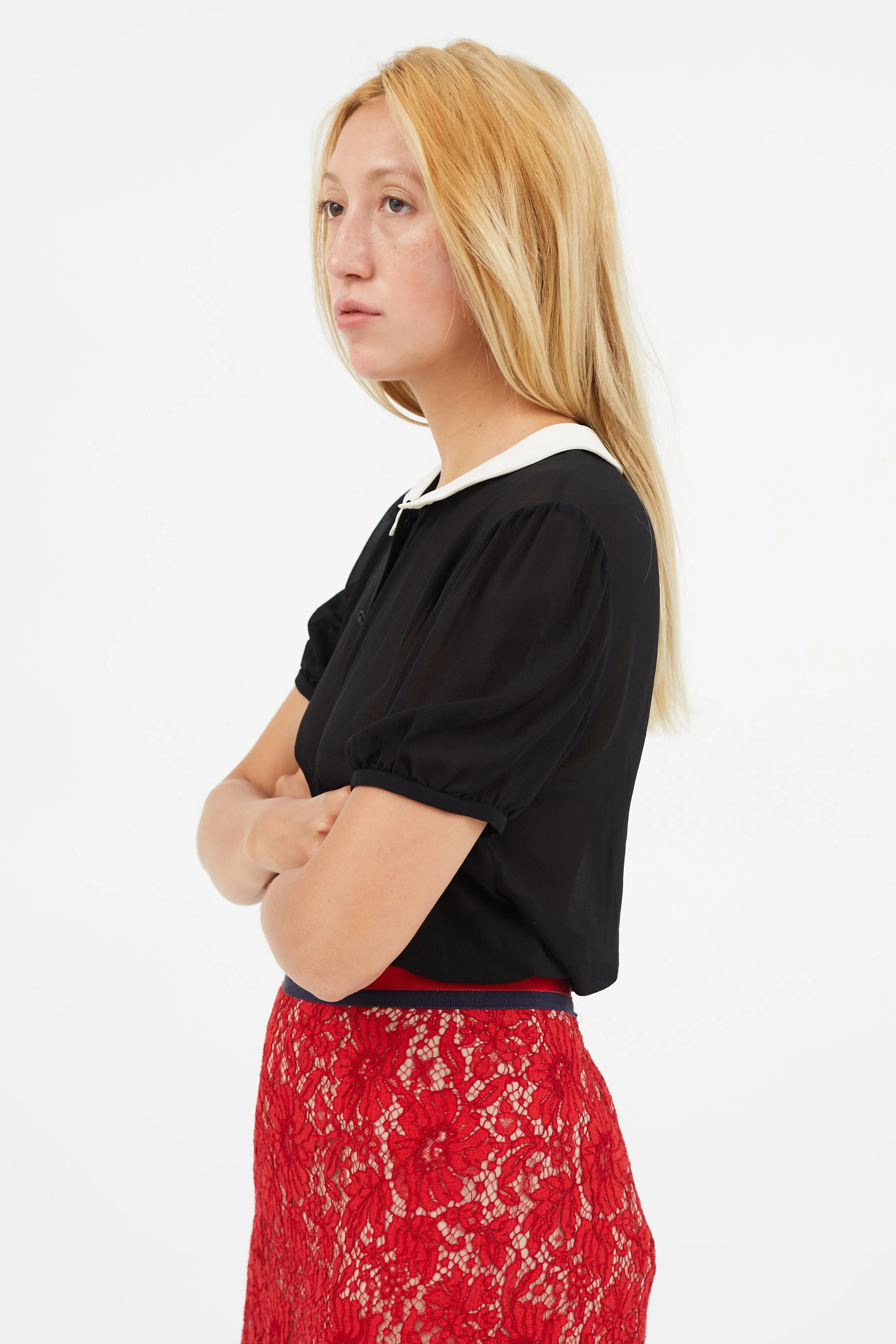 Black & White Silk Top