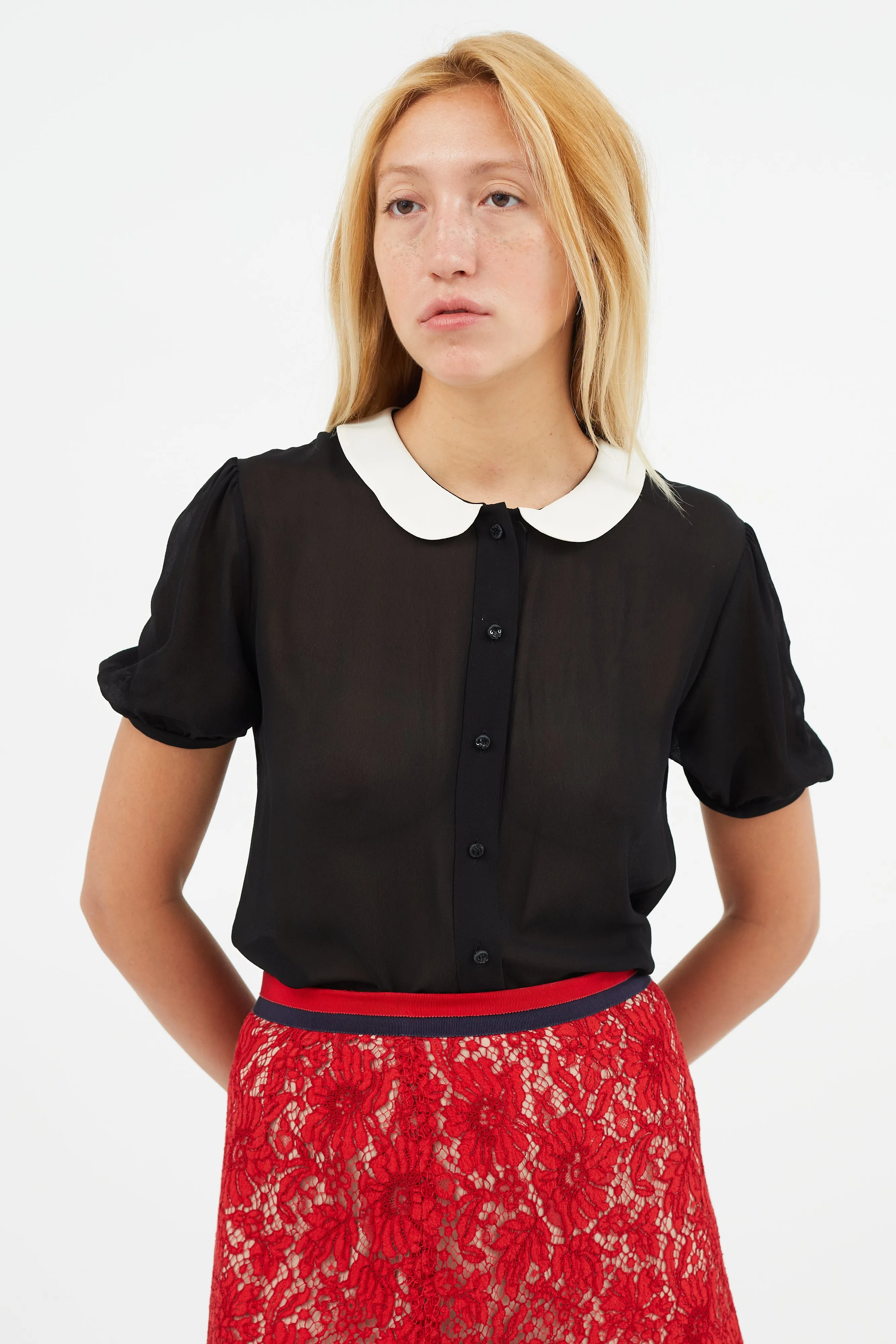 Black & White Silk Top