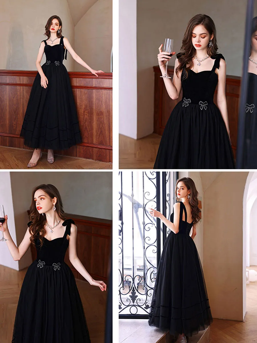 Black Sweetheart Tulle Long Prom Dress, Black Tulle Formal Graduation Dresses