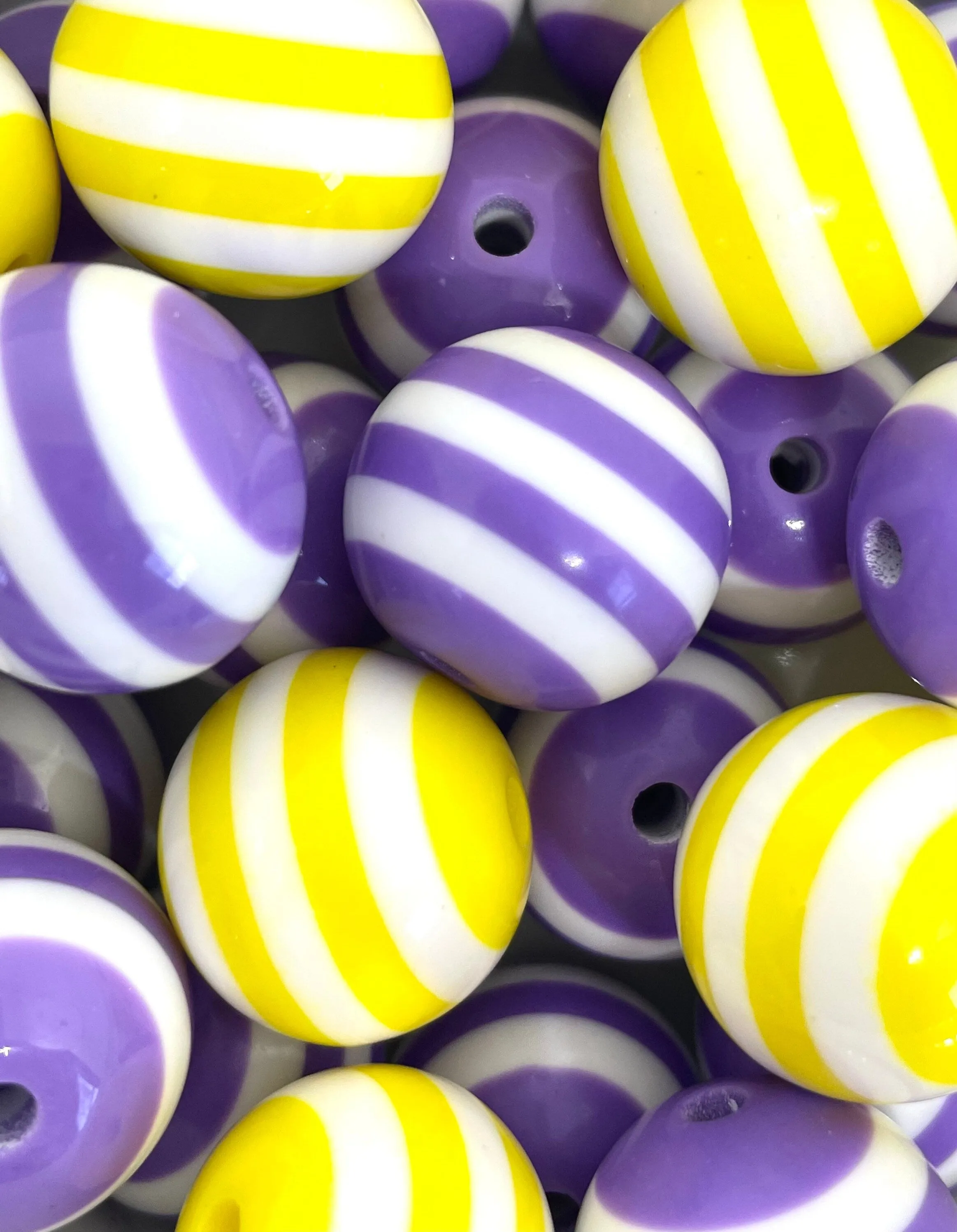 Bright Striped Chunky Bead Mix, Purple and Yellow Mixed Bead Set, 20mm Chunky Beads for Jewelry Making, Chunky Necklace, Chunky Jewelry