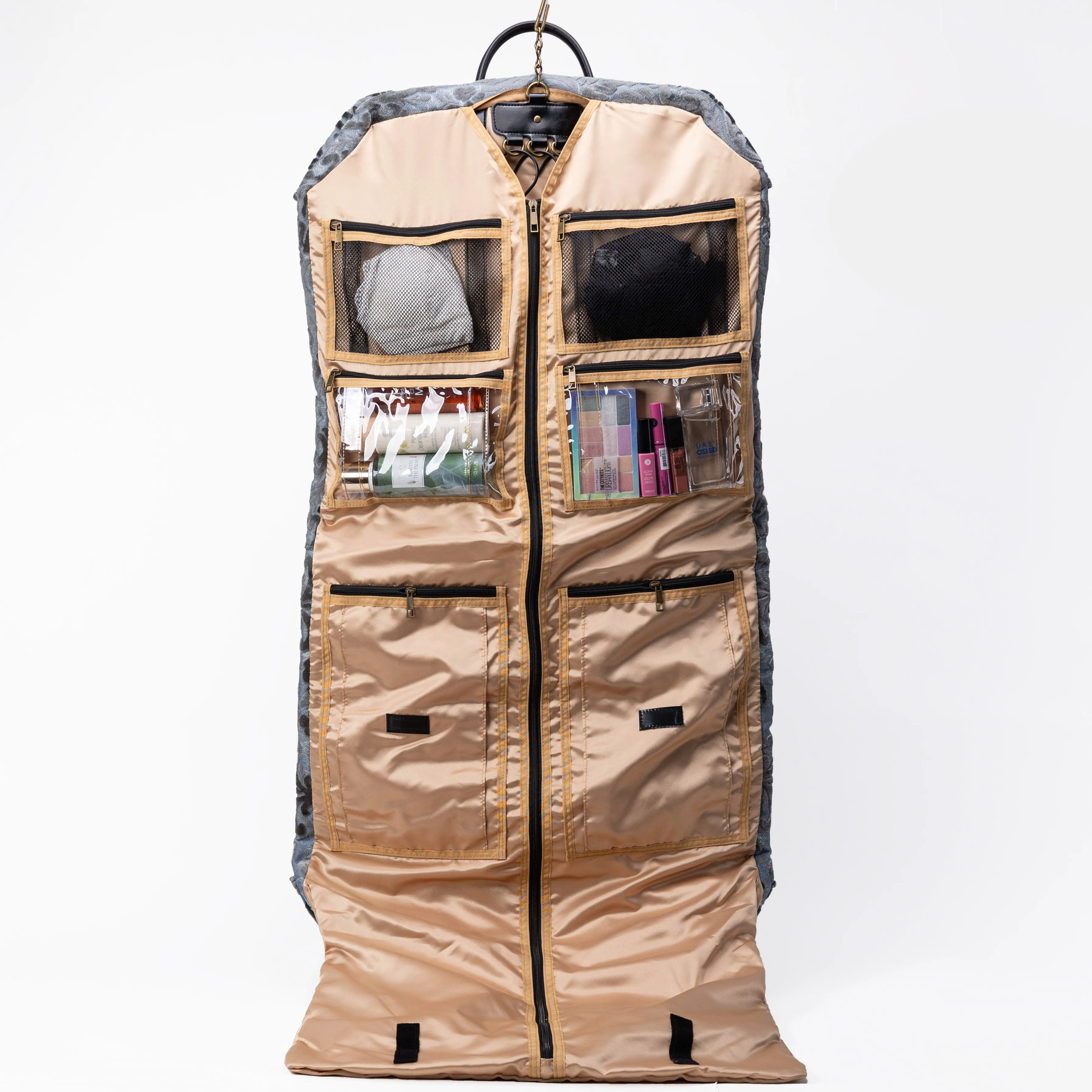 Burnout Velvet Steel Blue Carpet Garment Bag