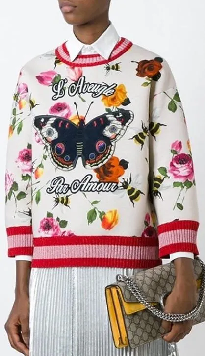Butterfly Embroidered Multicolor Sweatshirt