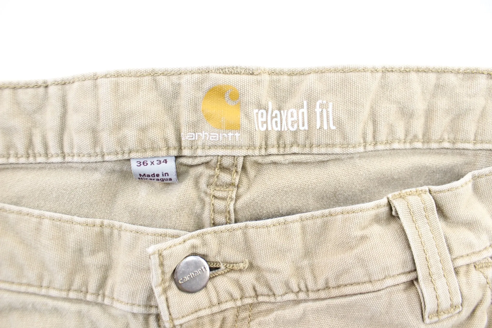 Carhartt Logo Patch Tan Relaxed Fit Pants