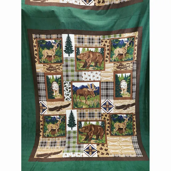 Christmas Plaid Elements Printed Polar Fleece Design 156 - 1.85M Panel