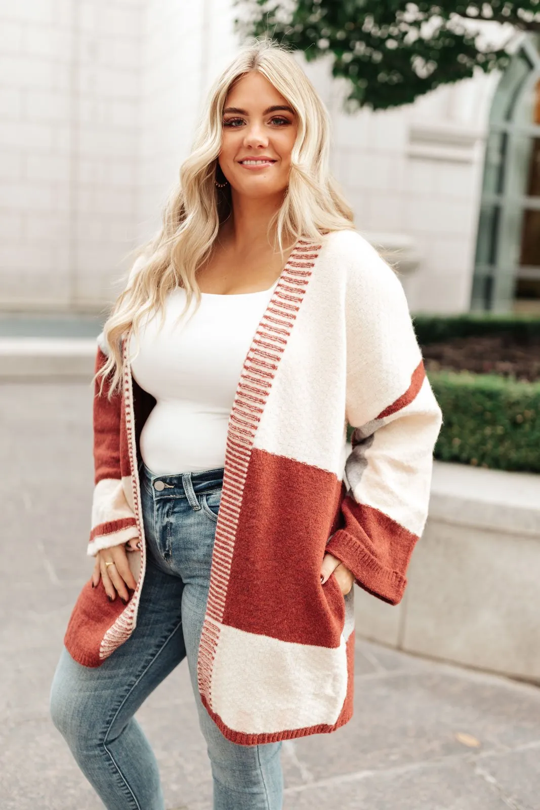 Chunky Patterns Cardigan in Rust
