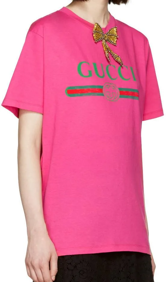 Crystal-Bow Cotton T-shirt