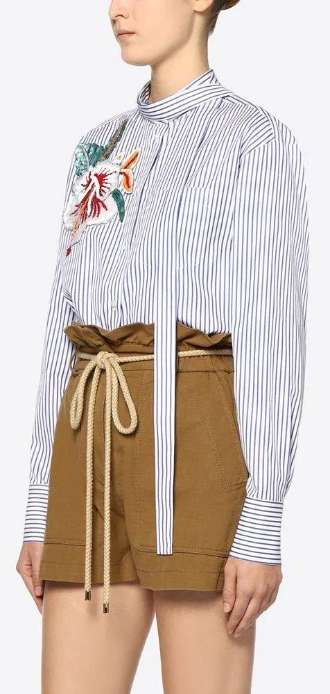 Embroidered Hawaiian Hibiscus Poplin Shirt