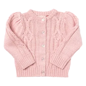 Girls Cable Constance Sweater- Dusty Rose