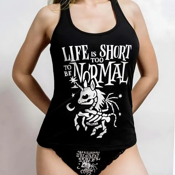 Gothicorn Loneline Vest & Panty Set | Black Super Soft