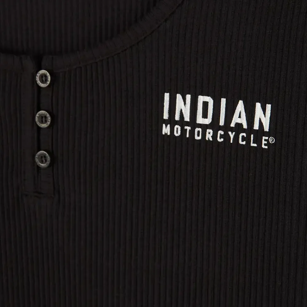 Indian Motorcycle  Womens Sleeve Print Henley Long Sleeve Tee Comfortable Black