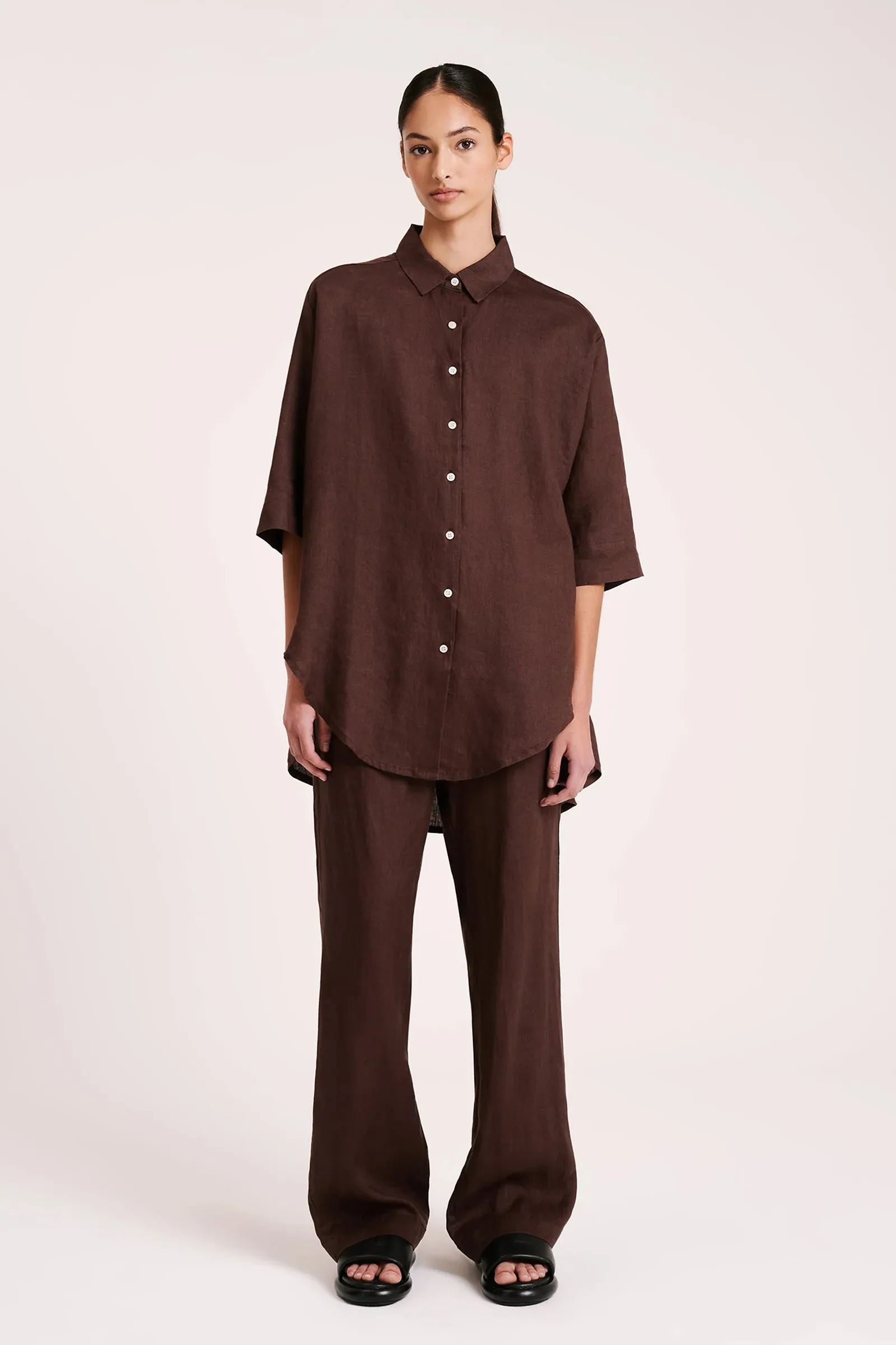 LOUNGE LINEN LONGLINE SHIRT | CHICO