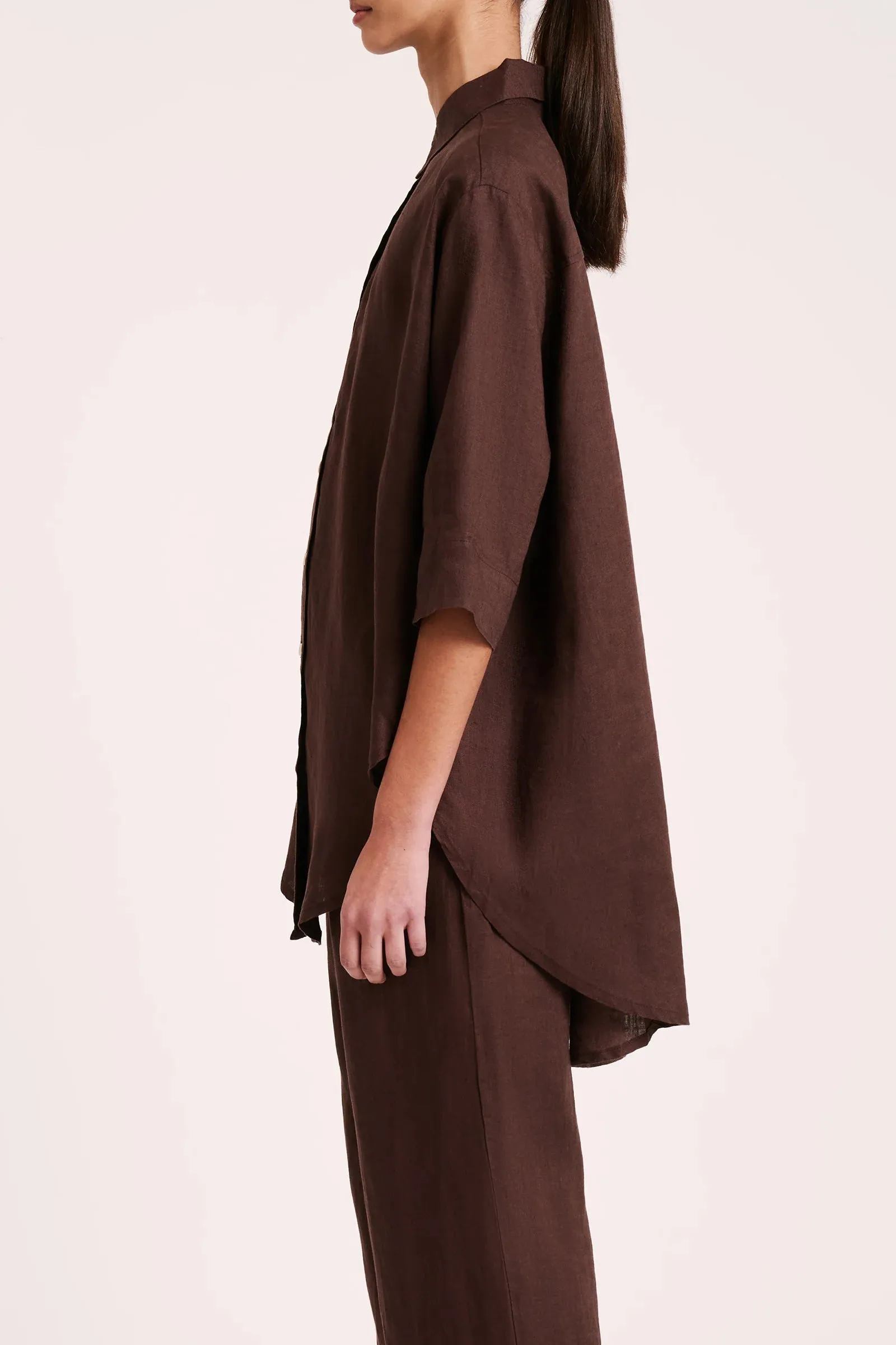 LOUNGE LINEN LONGLINE SHIRT | CHICO