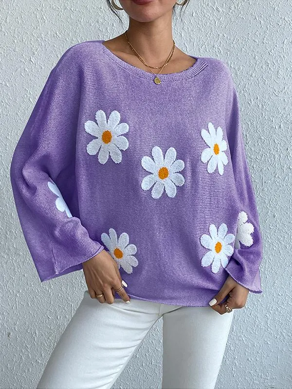 Marie - Stylish and Comfortable Autumn Sweater with Embroidered Flowers for Women
