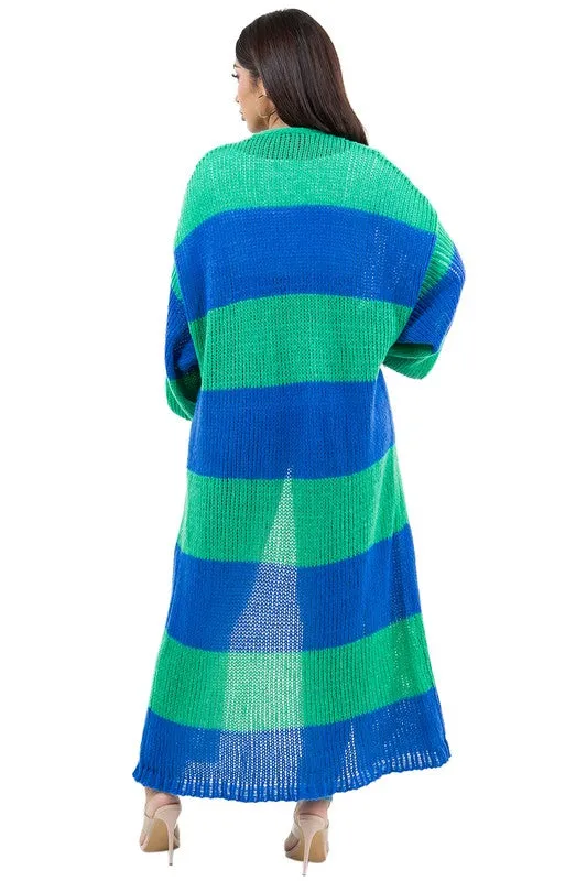 MINT   OCEAN BLUE STRIP CARDI