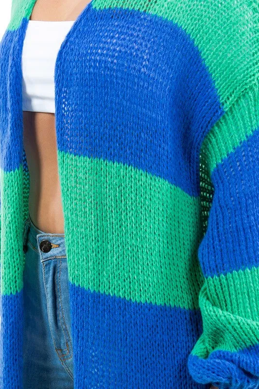 MINT   OCEAN BLUE STRIP CARDI