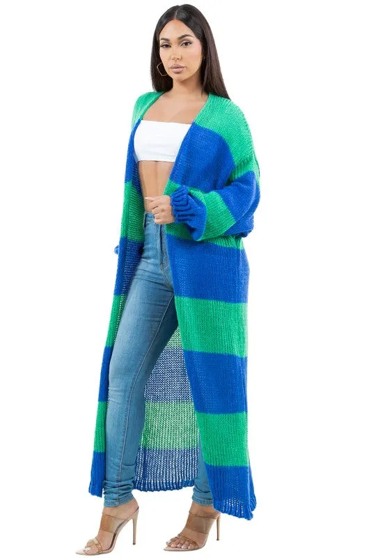 MINT   OCEAN BLUE STRIP CARDI