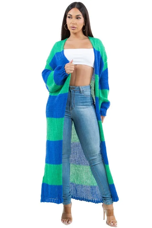 MINT   OCEAN BLUE STRIP CARDI