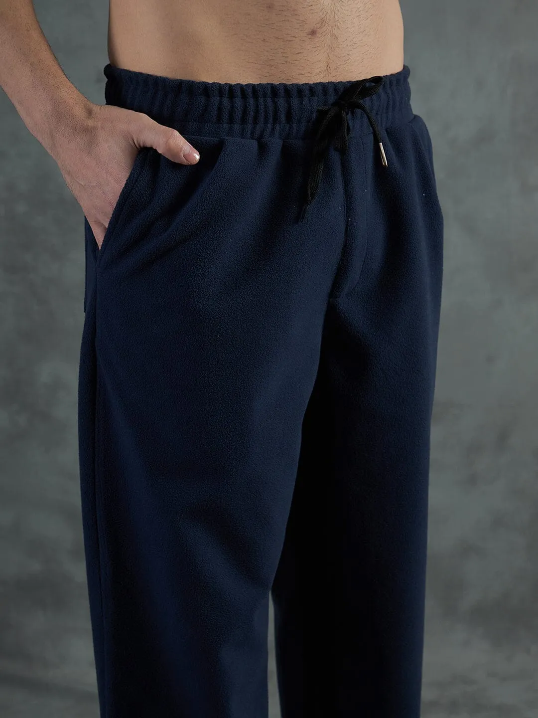 Navy Polar Fleece Relaxed Fit Trackpants