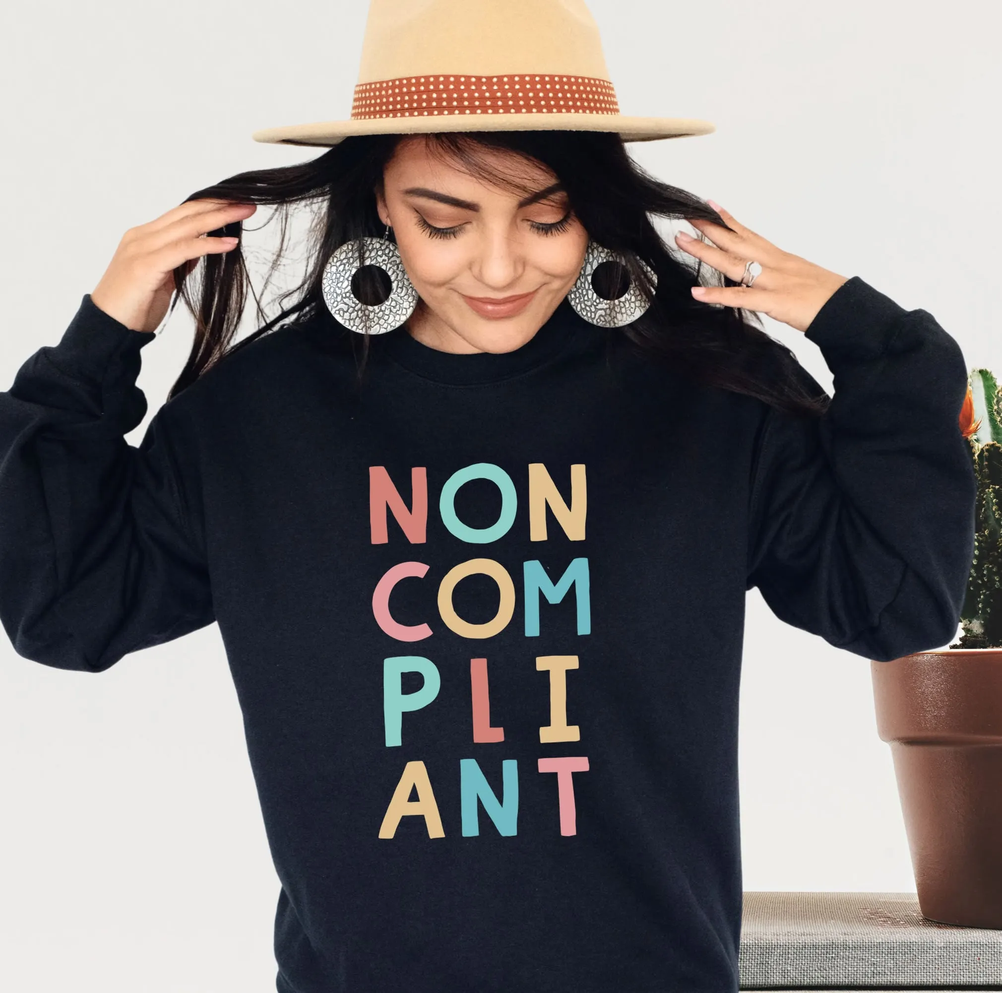 Noncompliant Protest Shirt | Co-worker Gift For Her | Minimalist Shirt | Quirky Gifts | Unisex Crewneck Sweatshirt