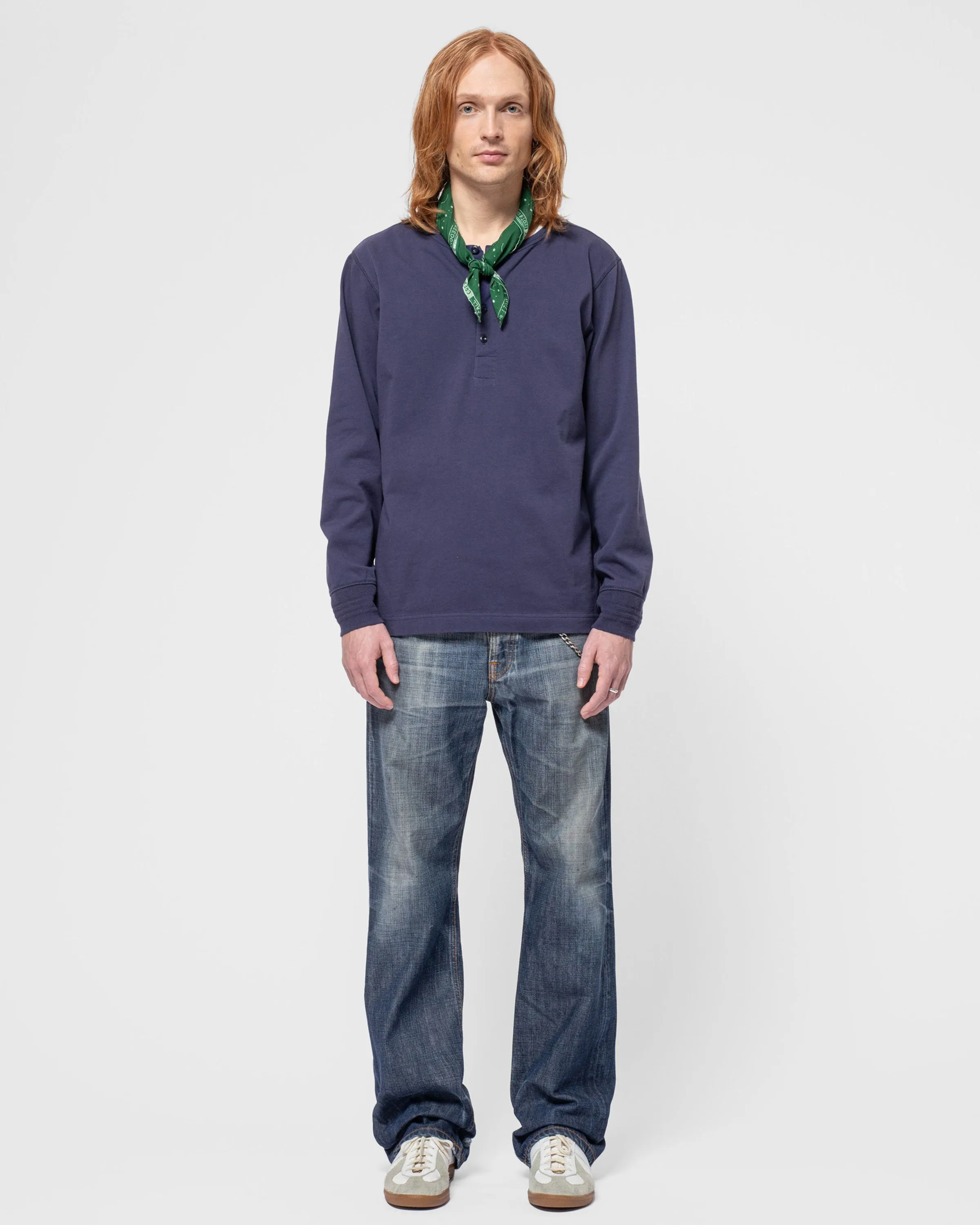 Nudie Jeans L/S Henley - Midnight