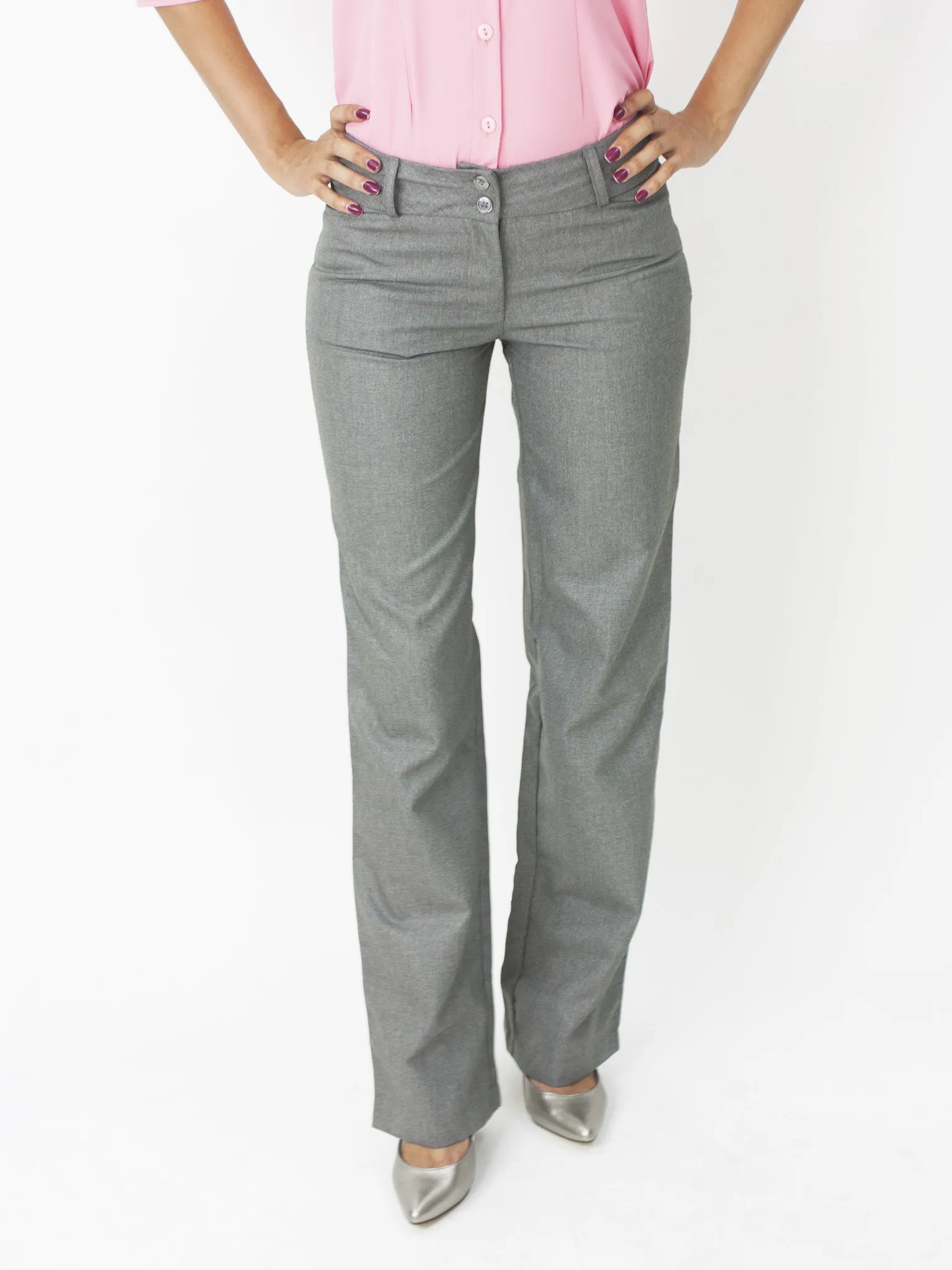 Relaxed Fit Below the Waist Bootcut Pant - Gray