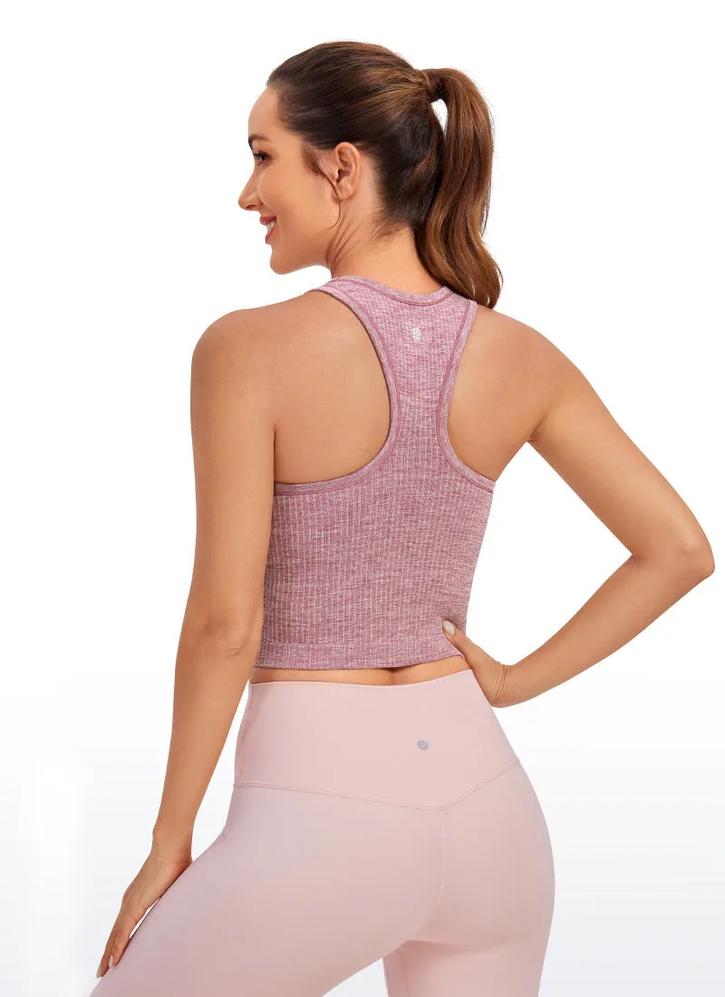 Ribbed High-Neck Racerback Crop Top