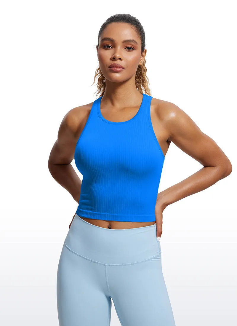 Ribbed High-Neck Racerback Crop Top