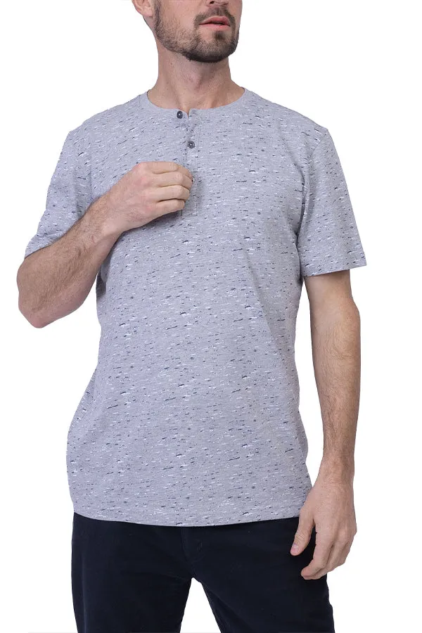 Silver Short Sleeve Henley