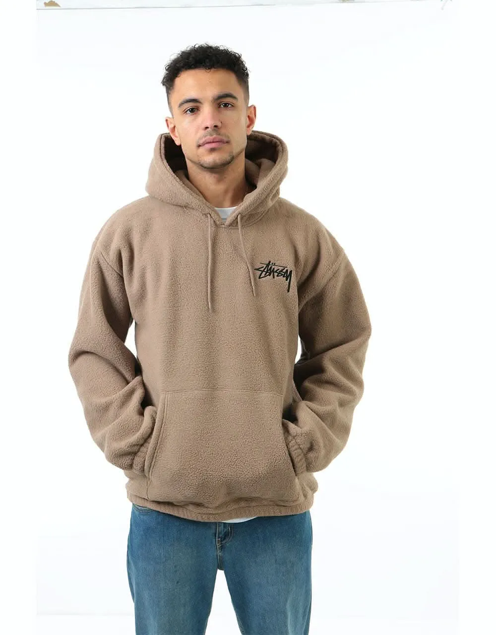 Stüssy Bronson Polar Fleece Pullover Hoodie - Taupe