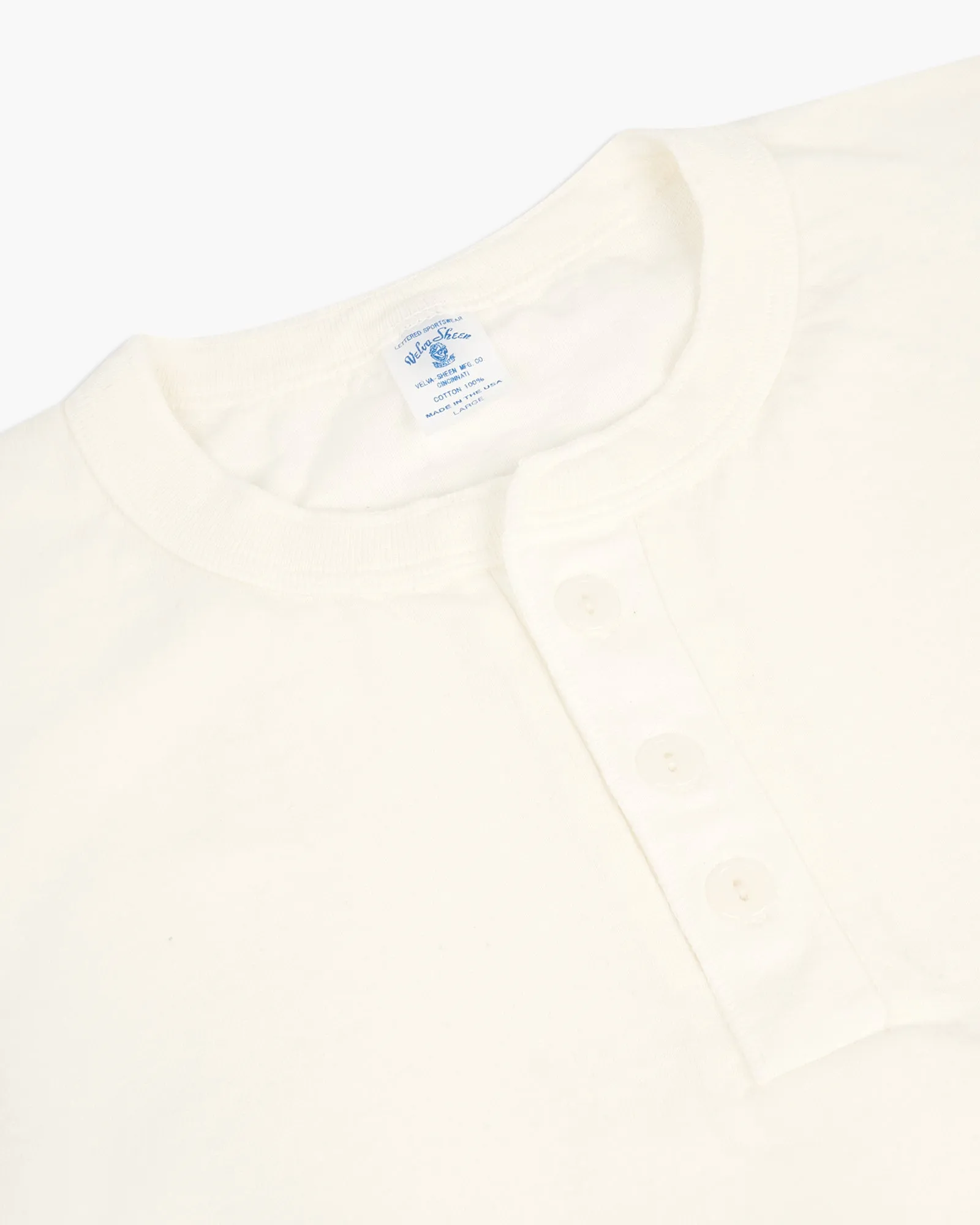 Velva Sheen 14/1 Pigment S/S Henley Tee - Off White