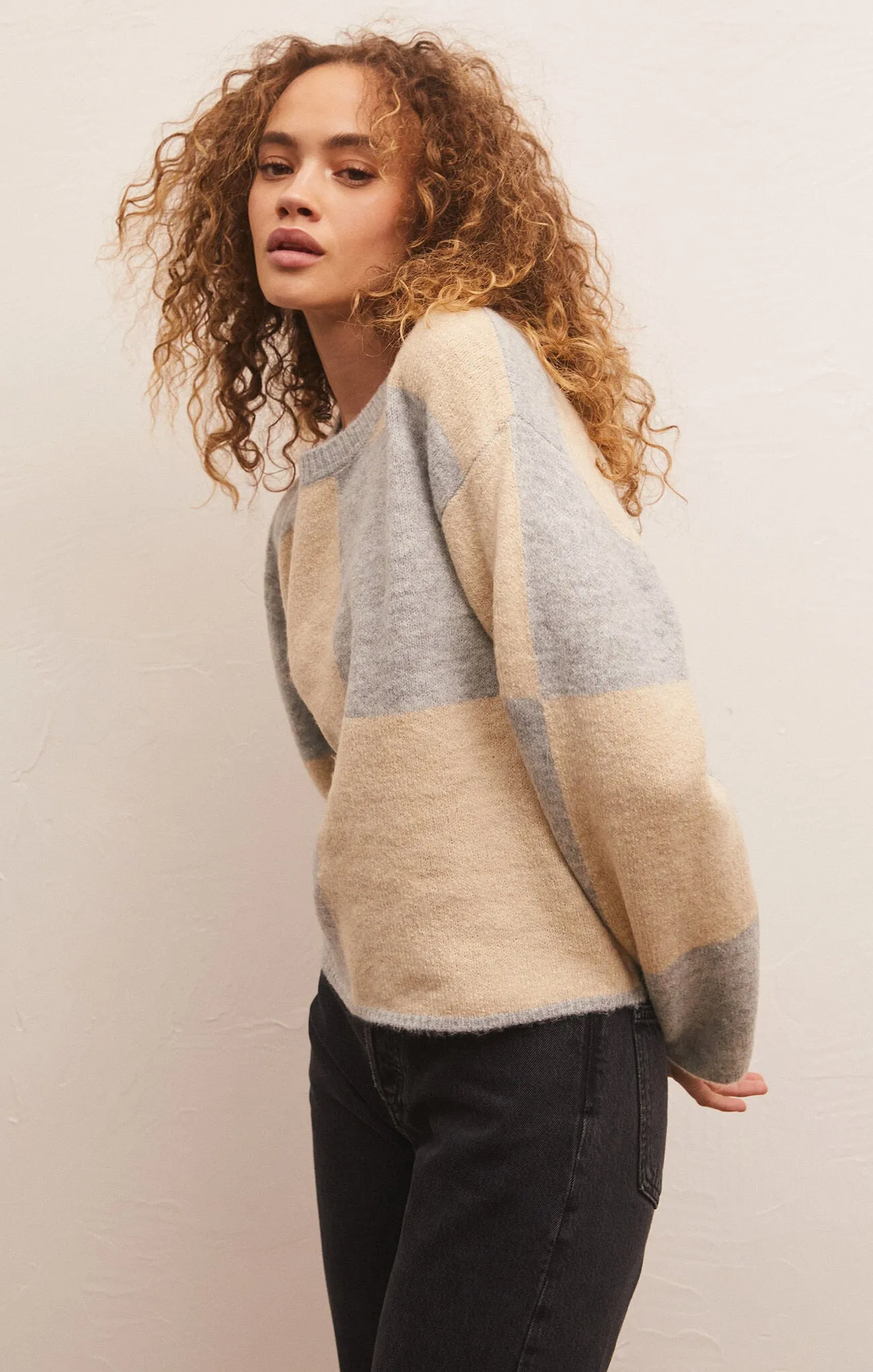 Z Supply Rosi Blocked Sweater - Heather Grey