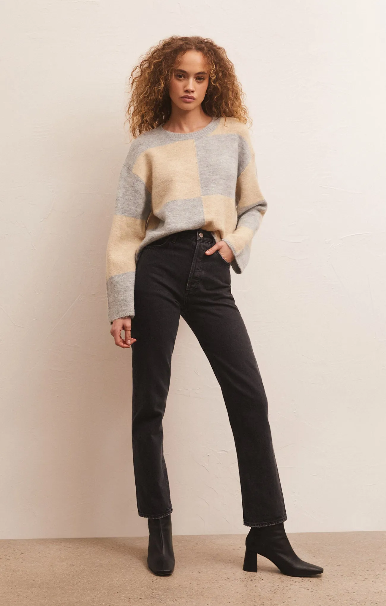 Z Supply Rosi Blocked Sweater - Heather Grey